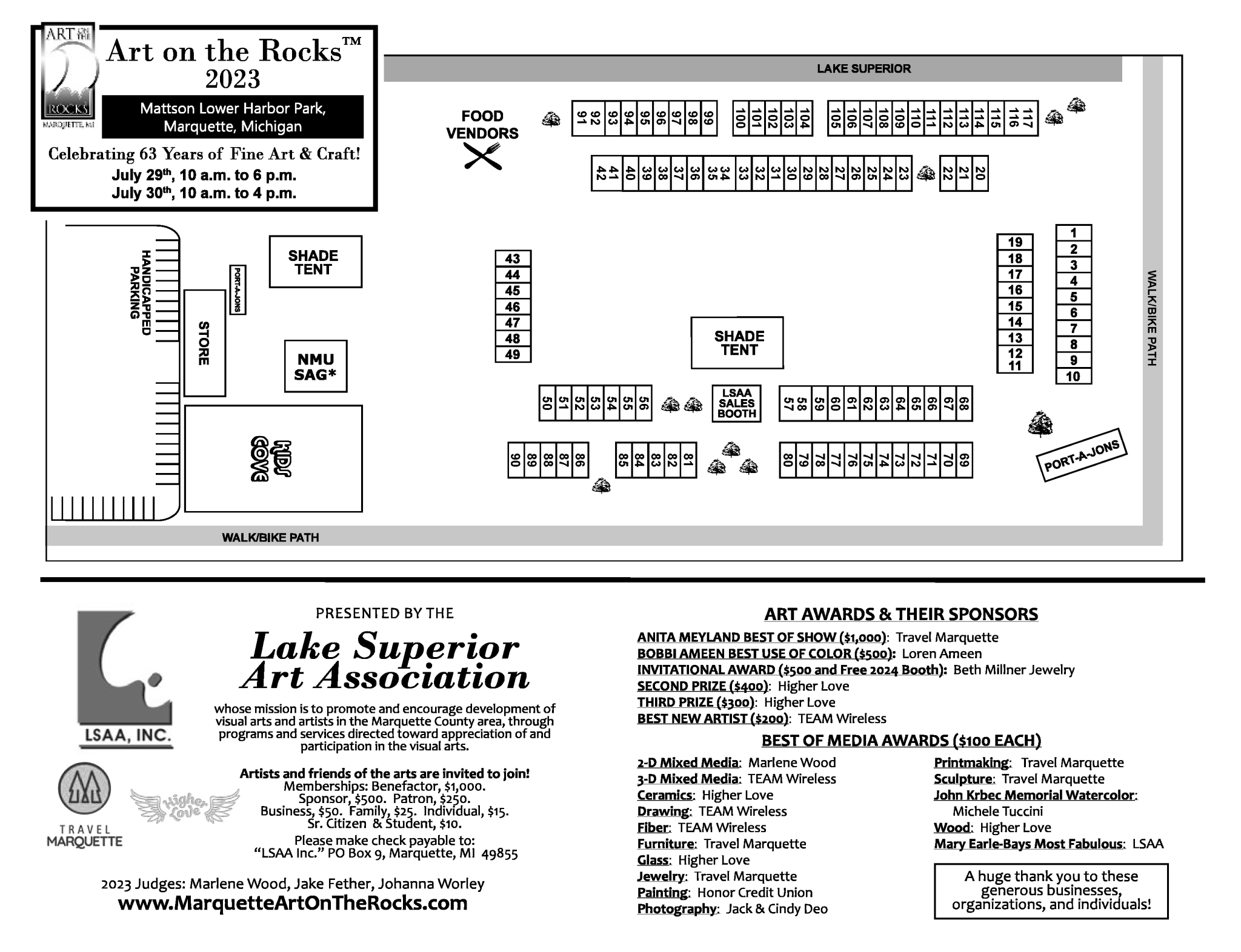 2023 Show Program Art on the Rocks Marquette, Michigan